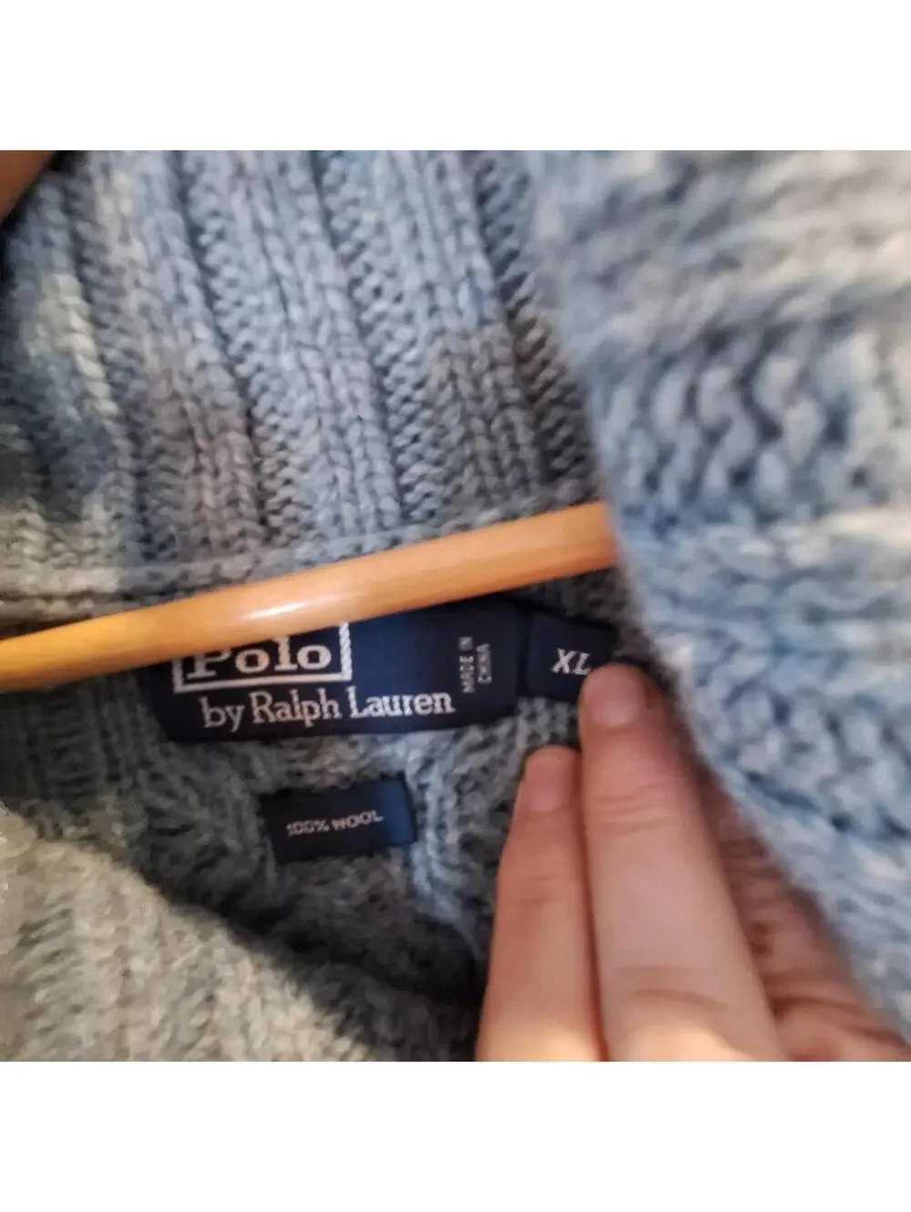 Polo Ralph Lauren Men's Light Blue wool sweater, XL.